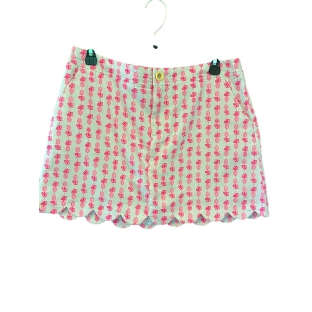Lilly Pulitzer Skort Womens 6 Pink White Excellent Scalloped Pineapple Madison - Picture 5 of 6